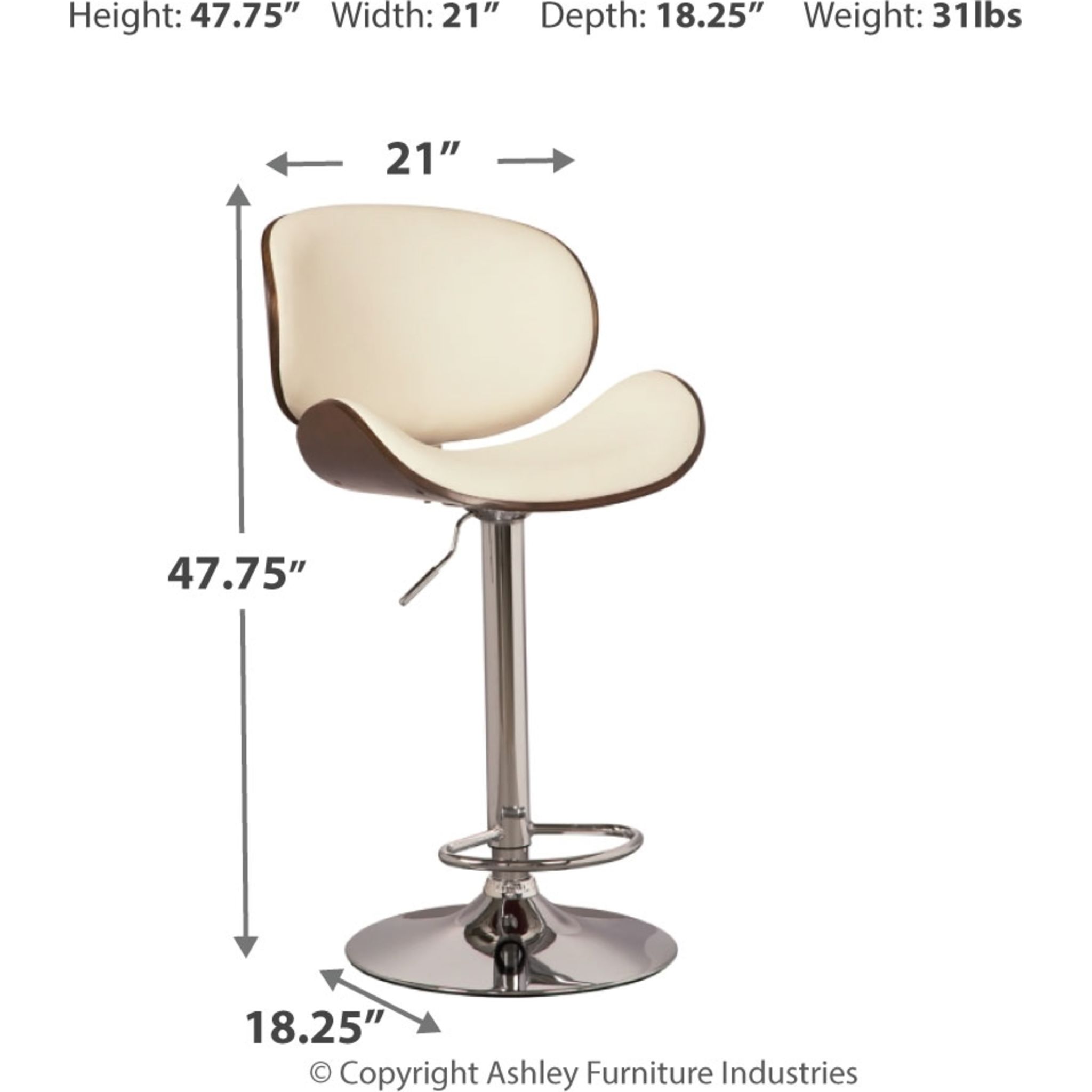 Bellatier Adjustable Height Stool - Bone - Gallery Image 4