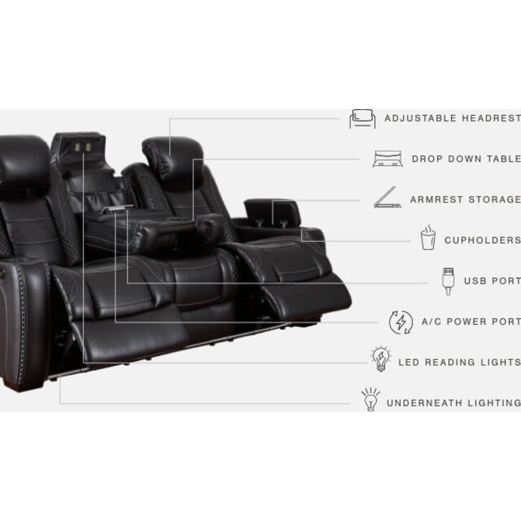 Party Time Power Reclining Sofa with Adjustable Headrest - Gallery Image 9