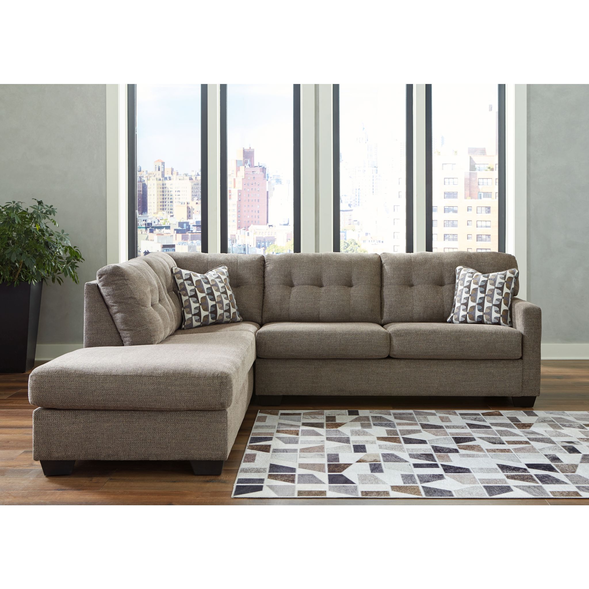 Mahoney 2 Piece Sectional with Chaise - Pebble/Right Facing - Gallery Image 1
