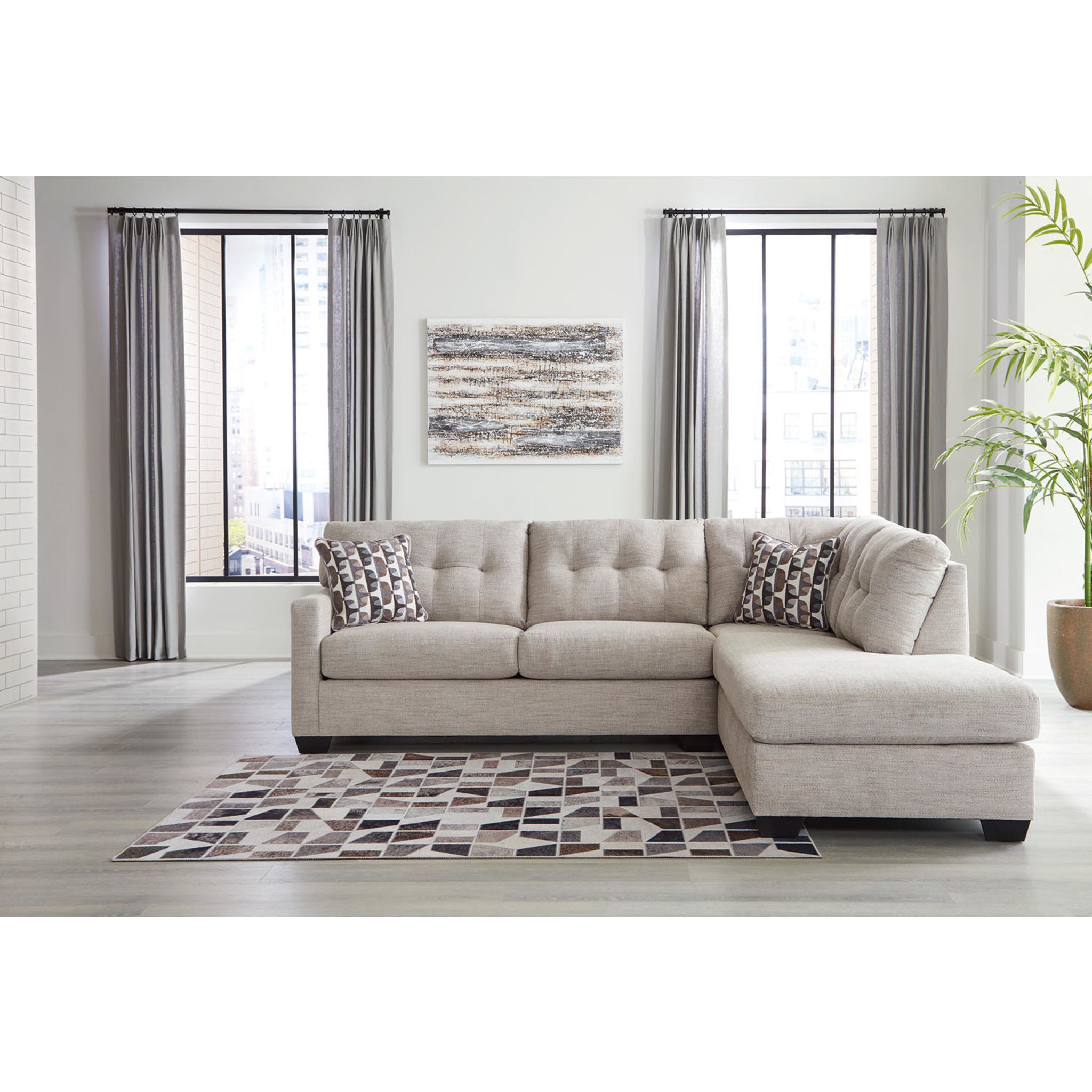Mahoney 2 Piece Sectional with Chaise - Pebble/Right Facing - Gallery Image 16