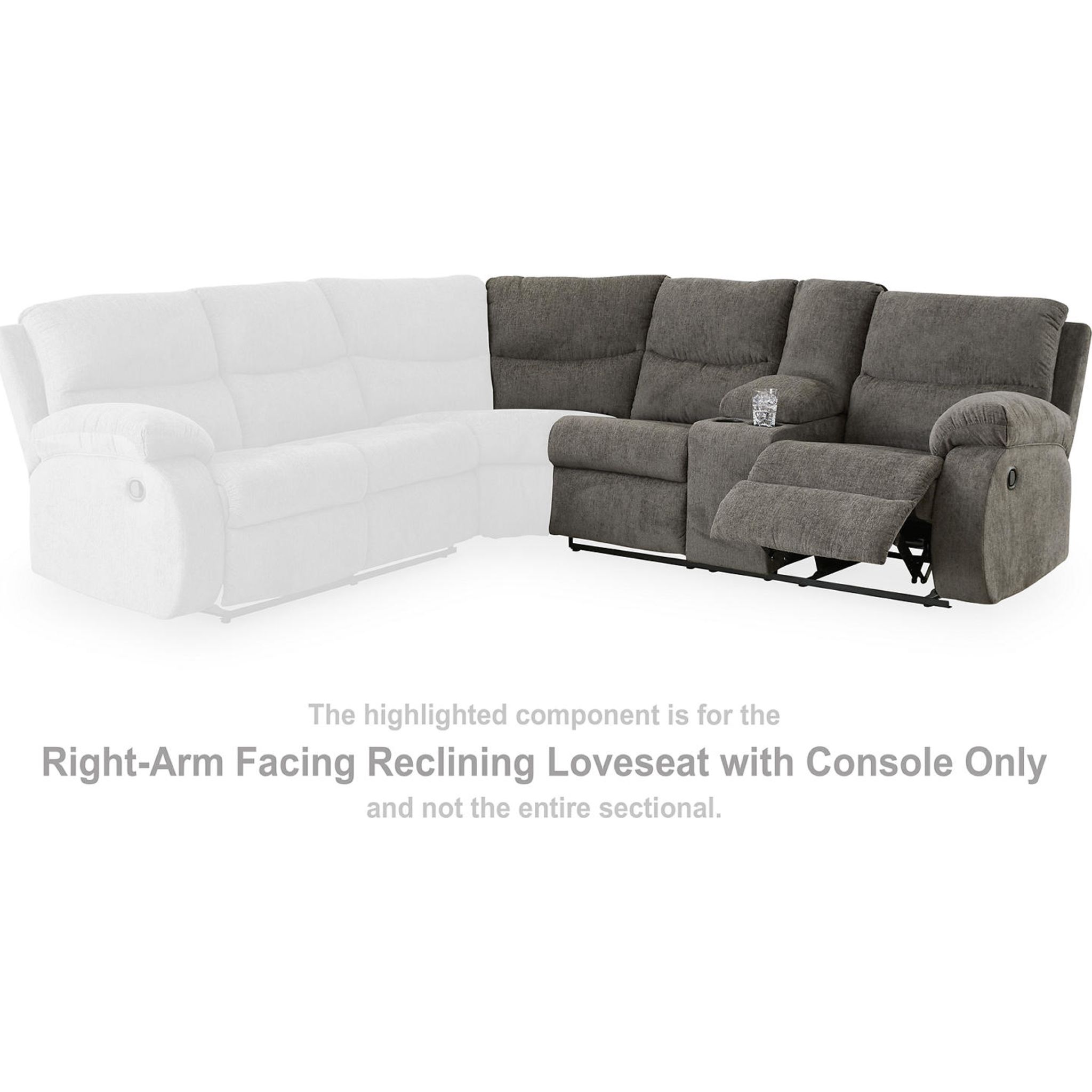 Museum 2 Piece Reclining Sectional with Console - Pewter - Right