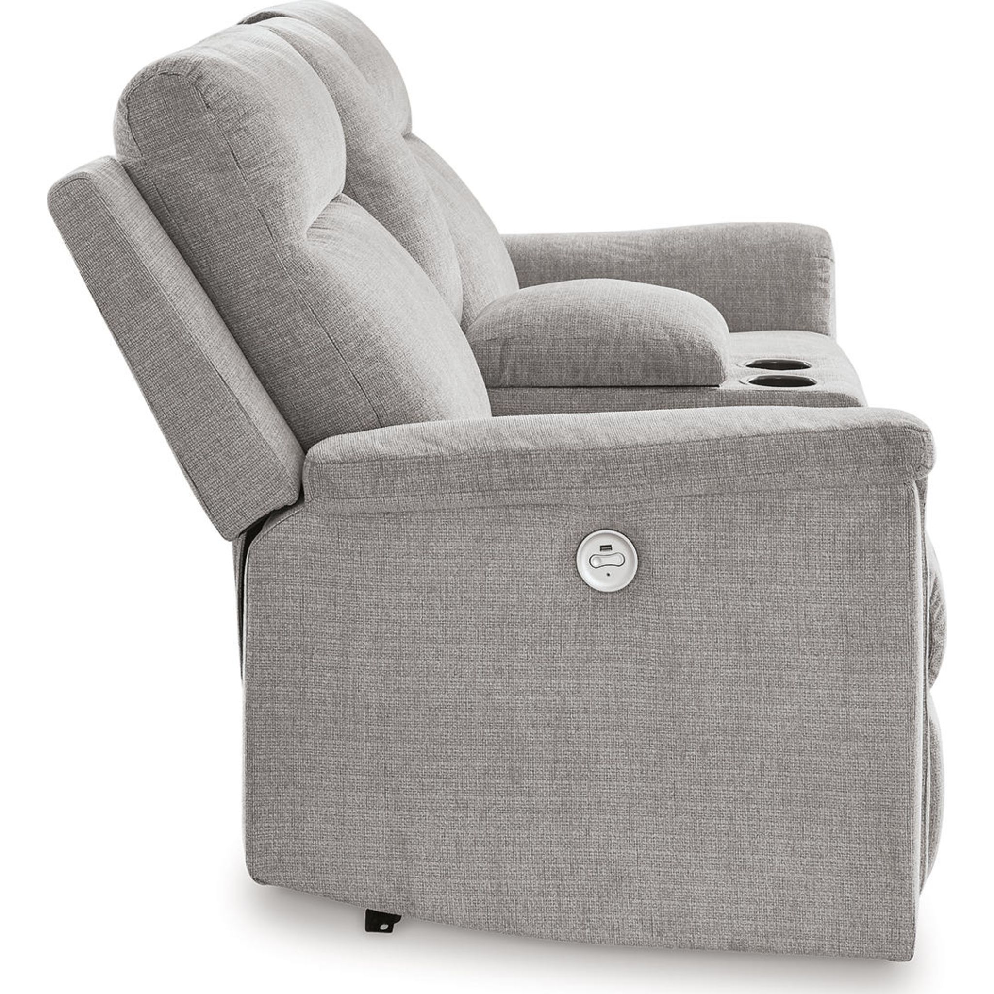 Barnsana Reclining Power Loveseat with Console - Ash - Gallery Image 3