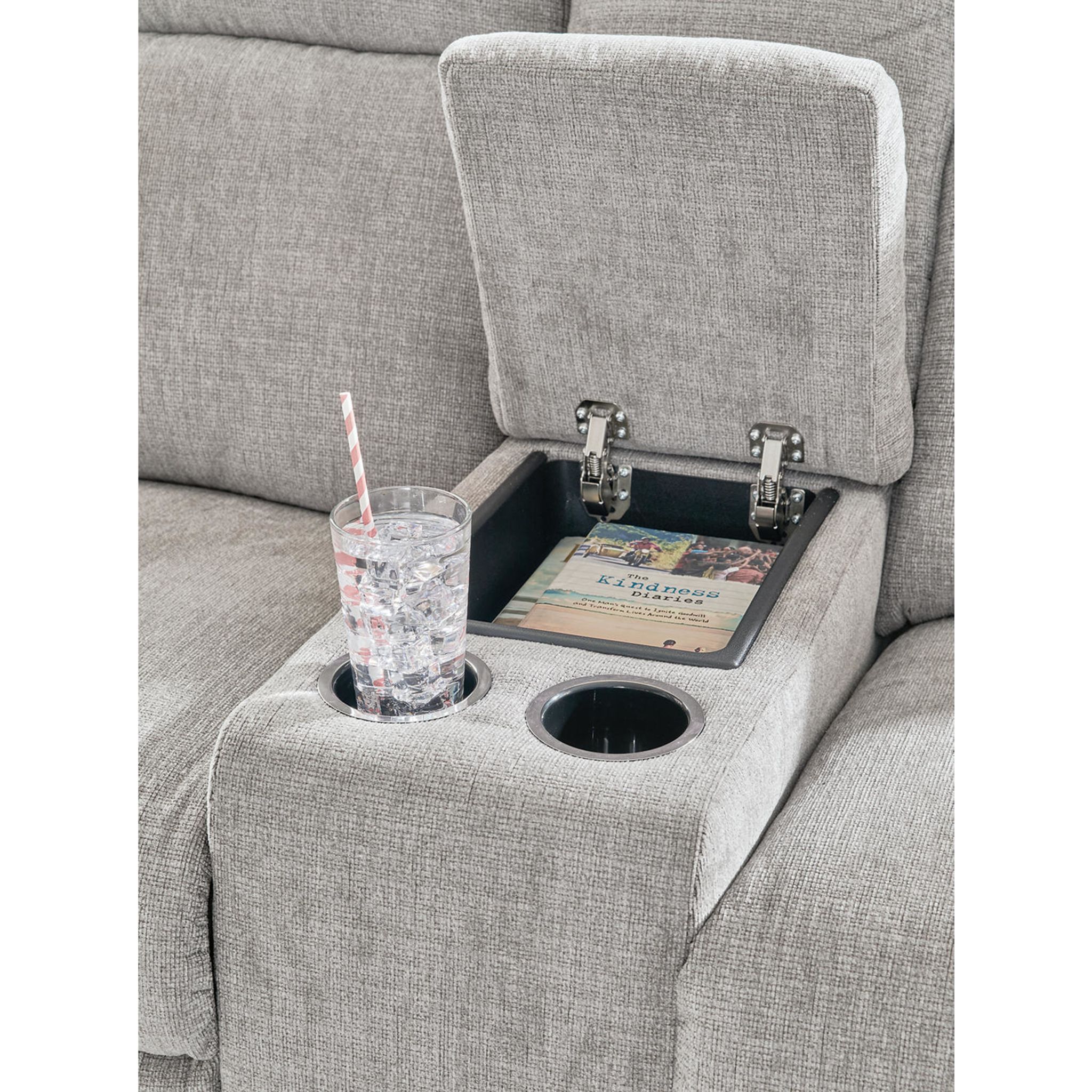 Barnsana Reclining Power Loveseat with Console - Ash - Gallery Image 5
