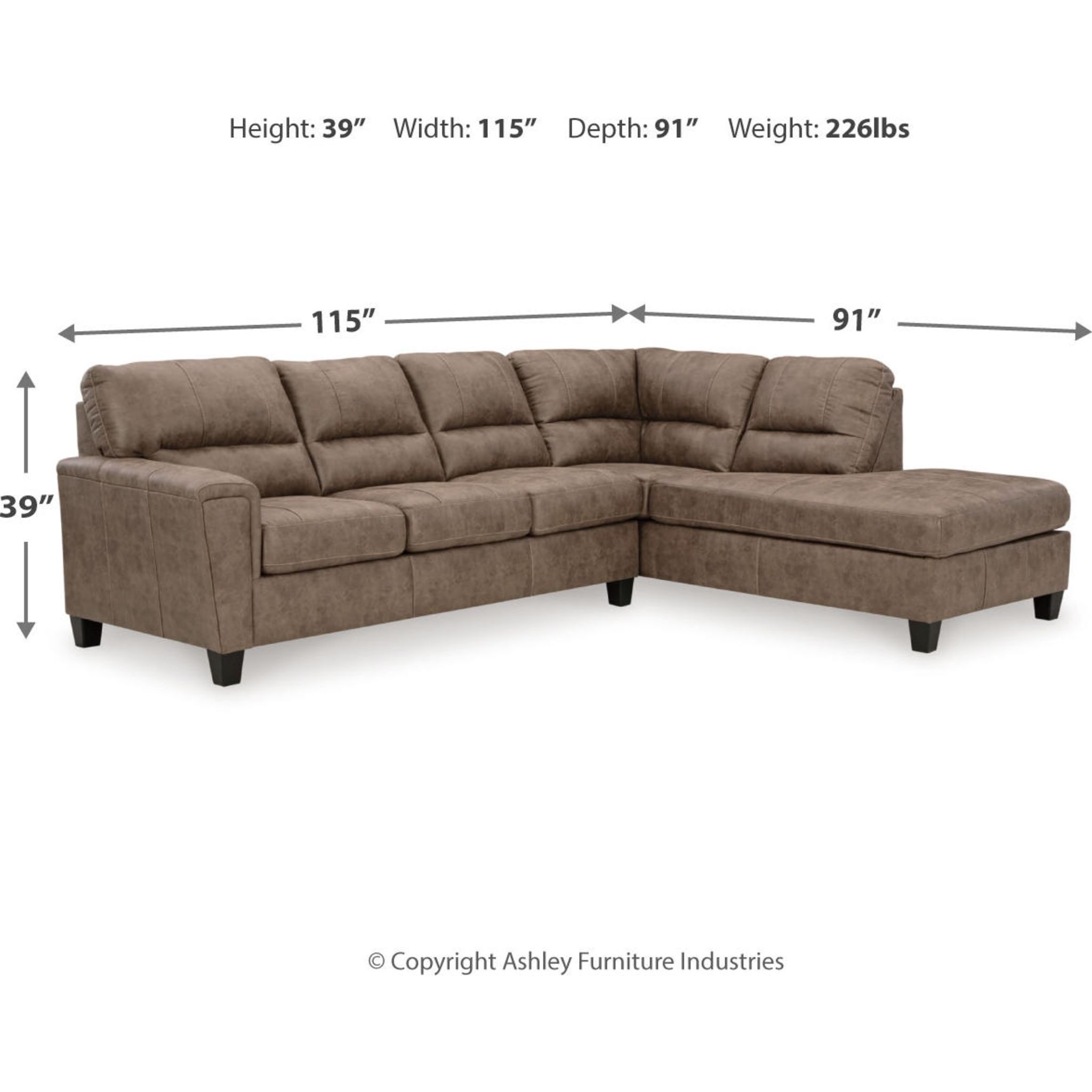 Navi 2 Piece Sectional - Fossil/Right Facing - Gallery Image 4