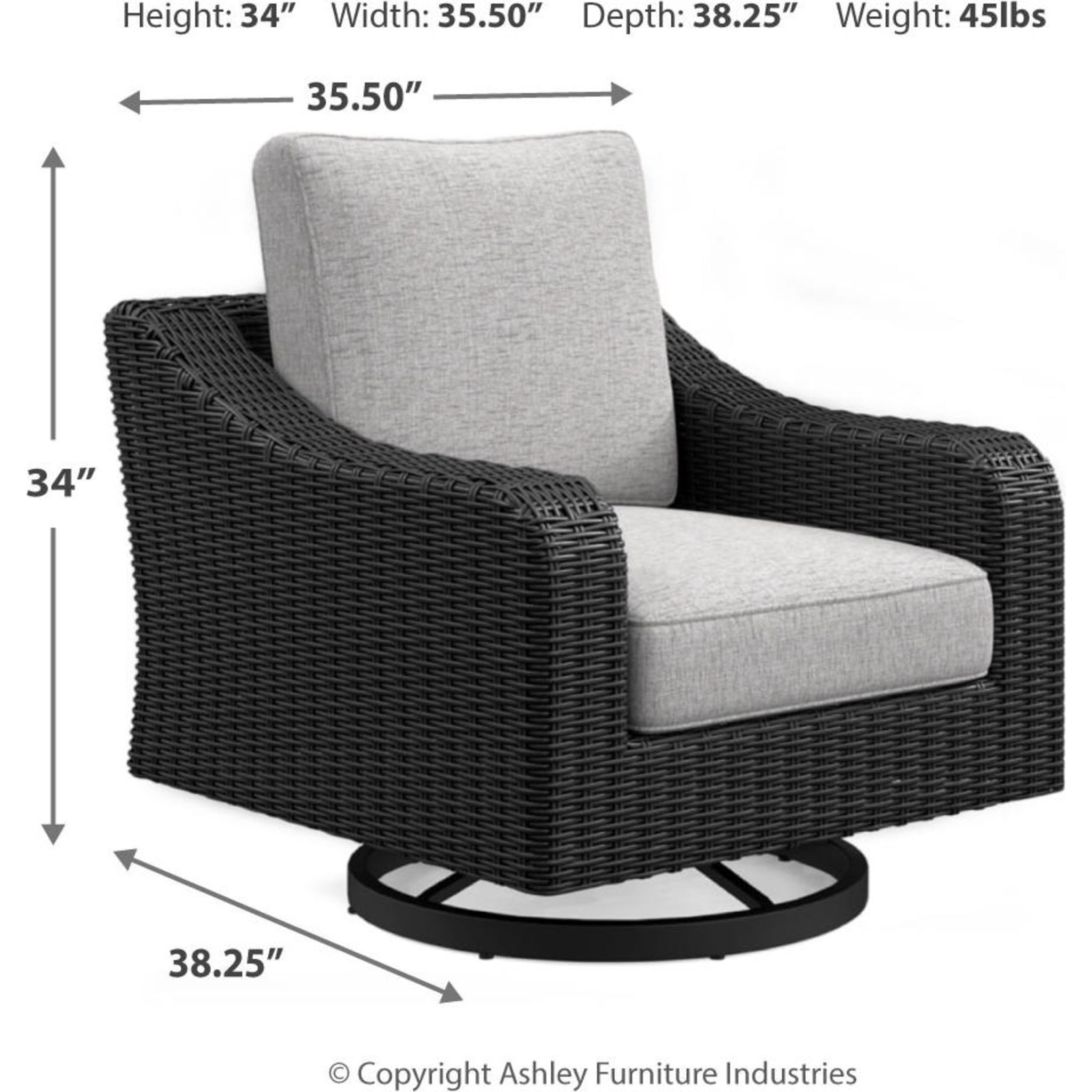 Beachcroft Outdoor Swivel Lounge Chair with Cushion - Gallery Image 3