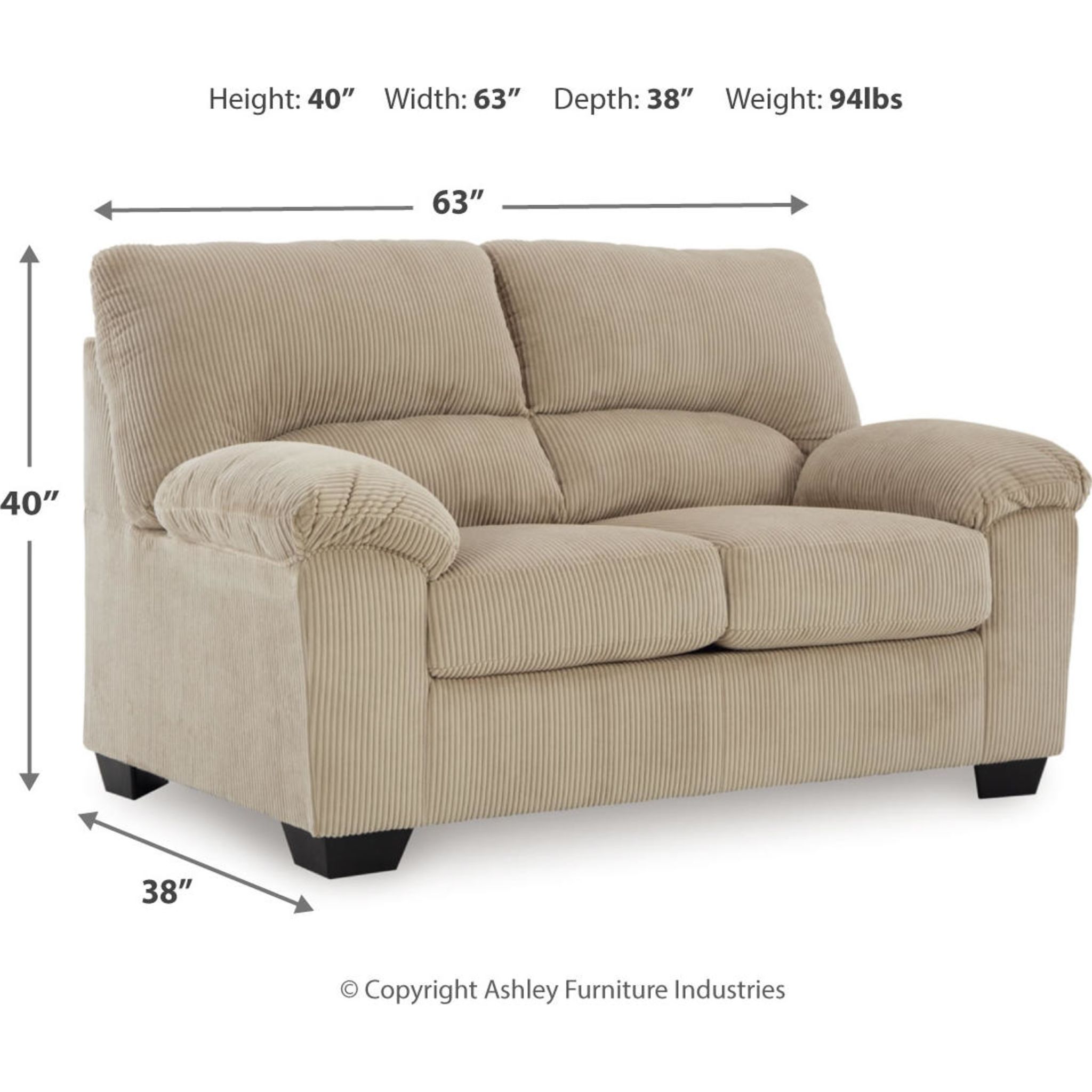 SimpleJoy Loveseat - Sand - Gallery Image 3
