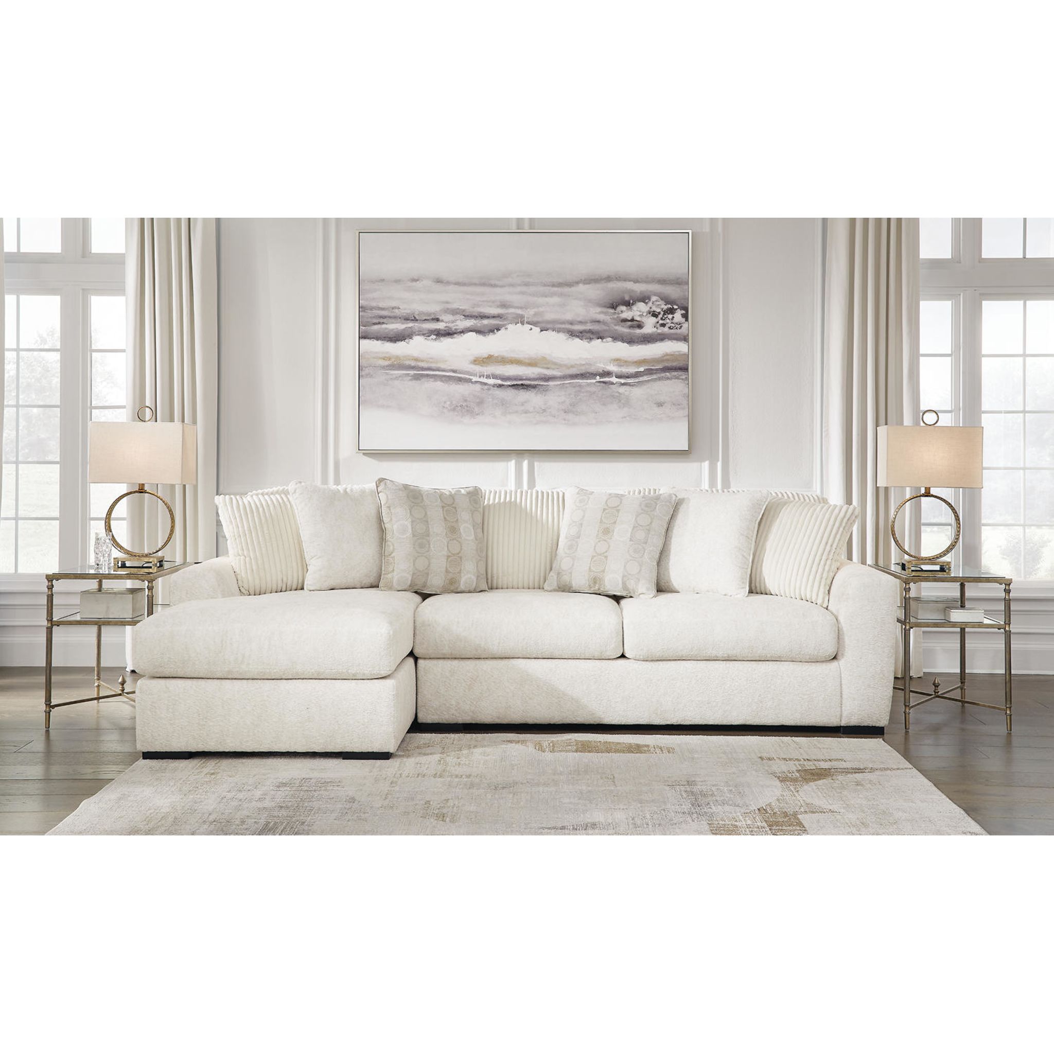Chessington 2 Piece Sectional with Chaise - Ivory/Left Facing - Gallery Image 2