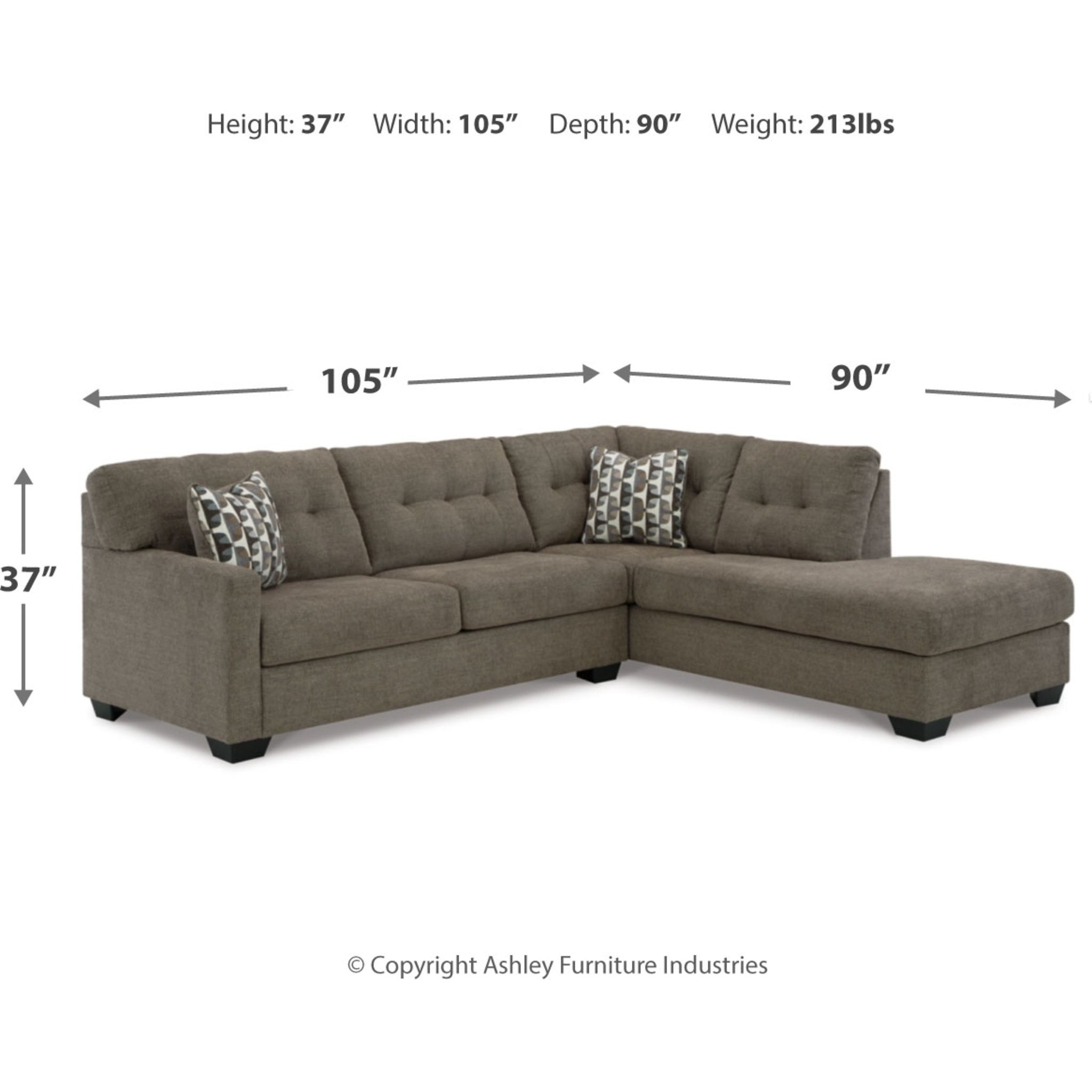 Mahoney 2 Piece Sectional with Chaise - Pebble/Right Facing - Gallery Image 21