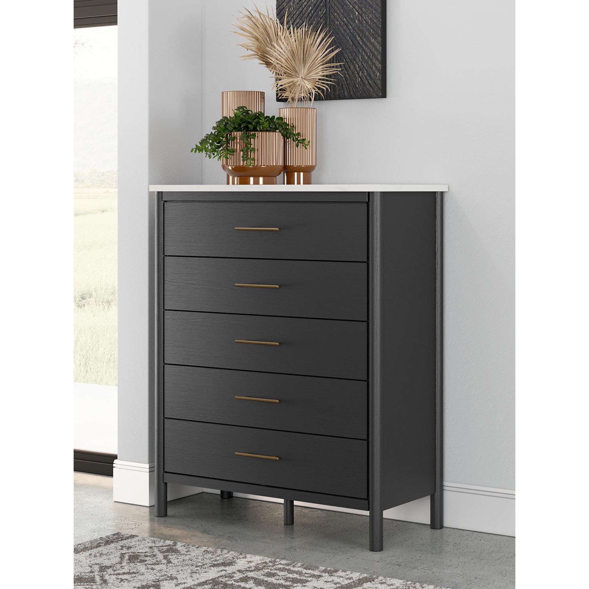 Cadmori Chest - Black/White - Gallery Image 2