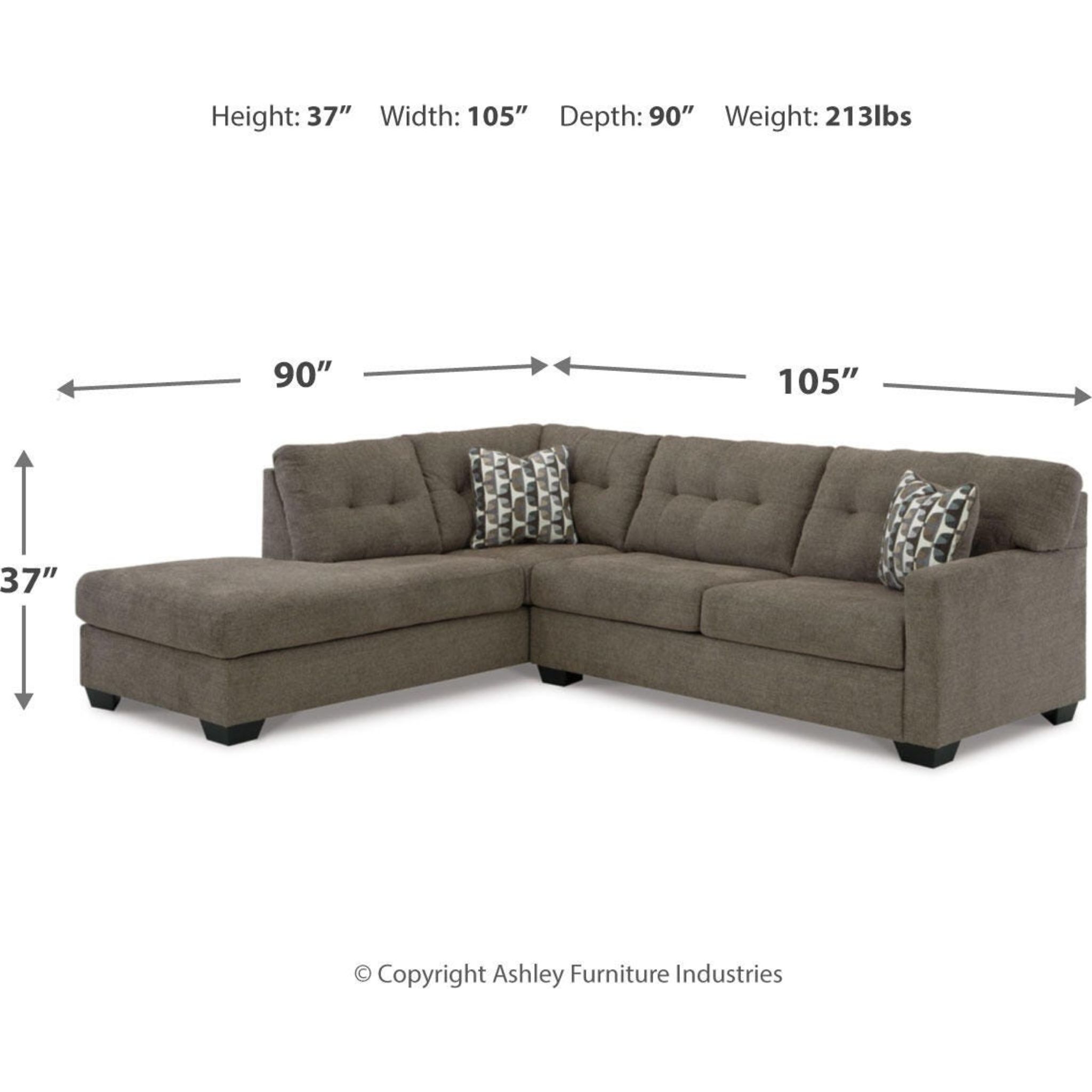 Mahoney 2 Piece Sectional with Chaise - Pebble/Right Facing - Gallery Image 22