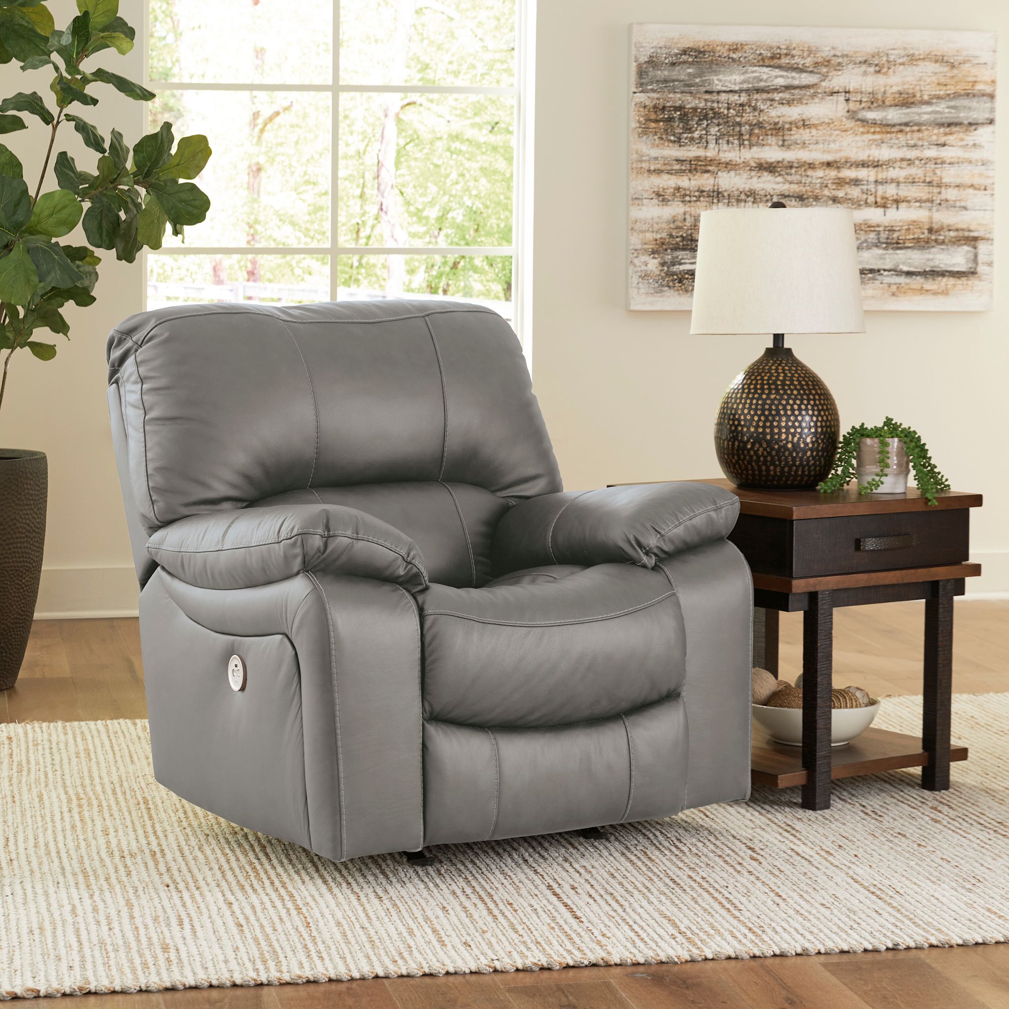Leesworth Power Recliner - Gray - Gallery Image 1