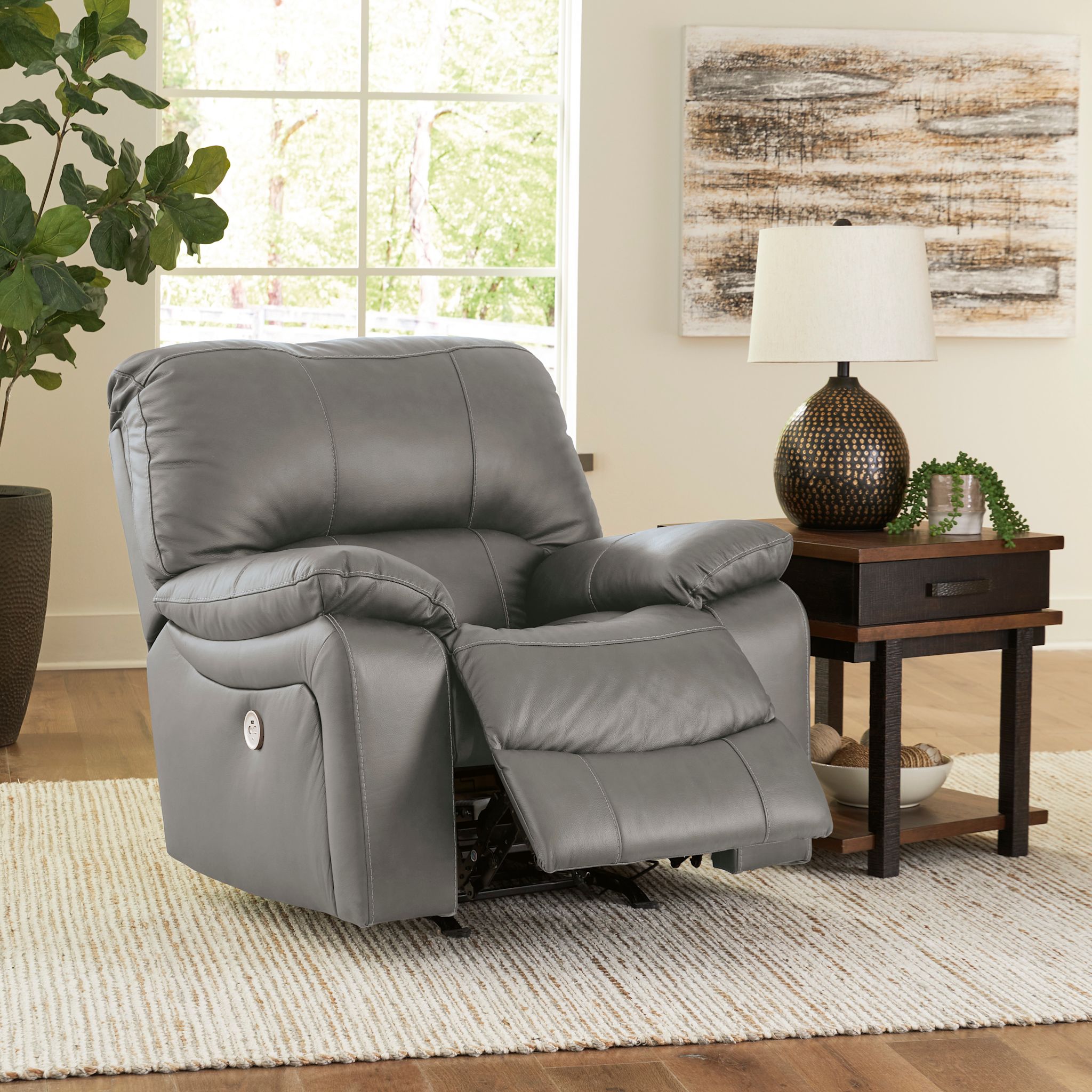 Leesworth Power Recliner - Gray - Gallery Image 4
