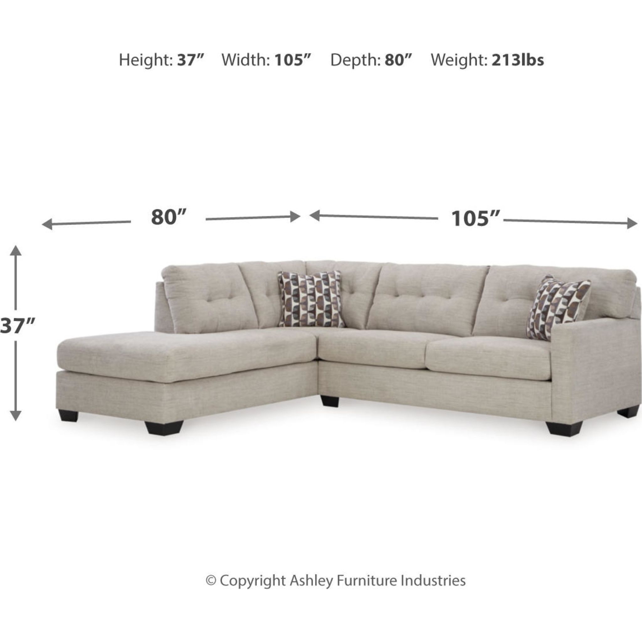 Mahoney 2 Piece Sectional with Chaise - Pebble/Right Facing - Gallery Image 26
