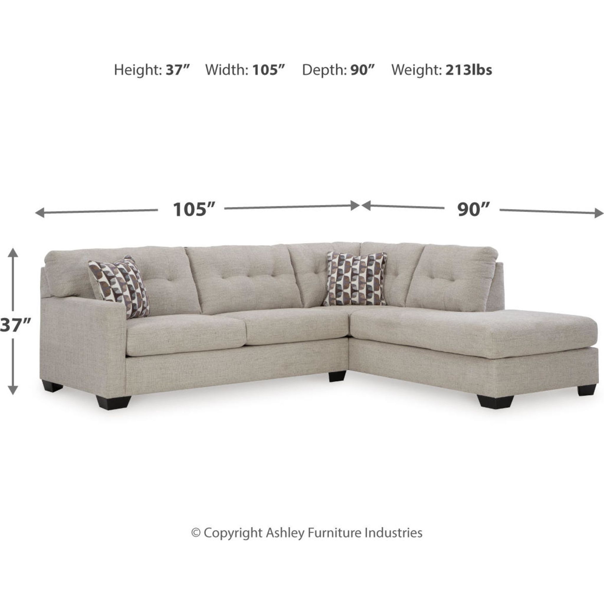 Mahoney 2 Piece Sectional with Chaise - Pebble/Right Facing - Gallery Image 27