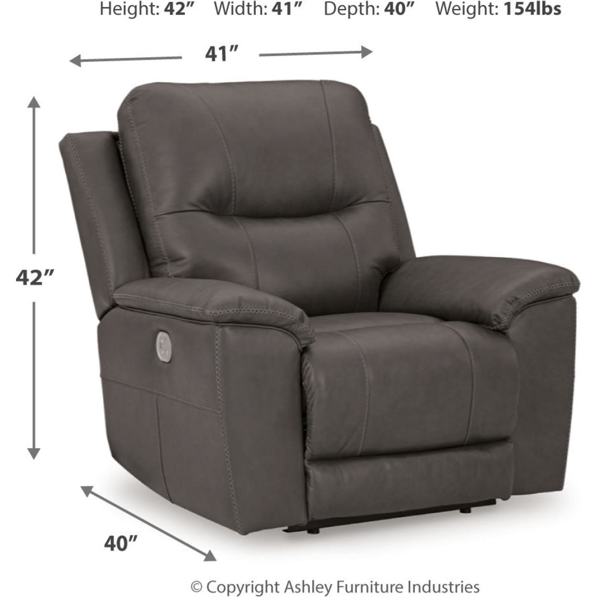 Leesworth Power Recliner - Gray - Gallery Image 5