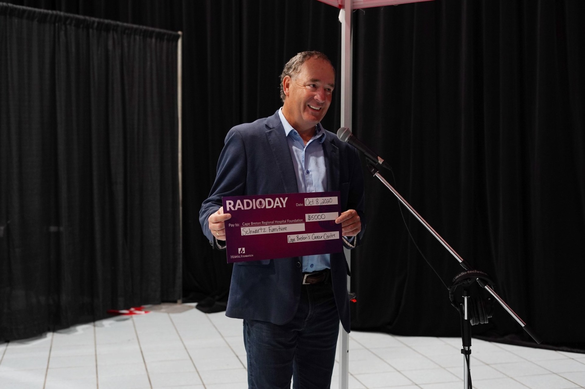 Schwartz Furniture Radio Day cheque presentation, 2020