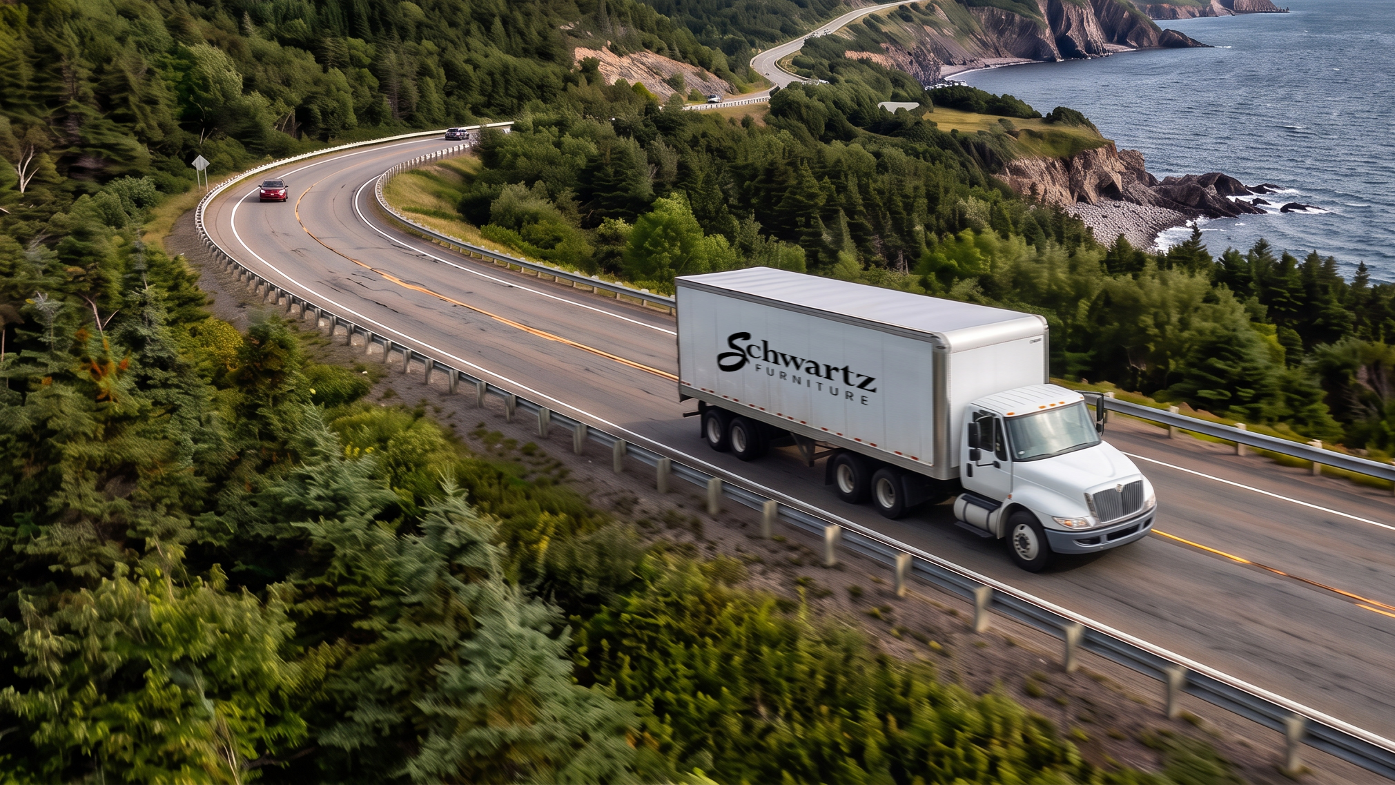 Schwartz Furniture delivery truck on the Cabot Trail